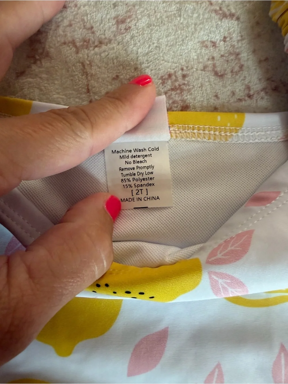Stitchy Fish Girls Lemon-Print One-Piece Swimsuit - White & Yellow